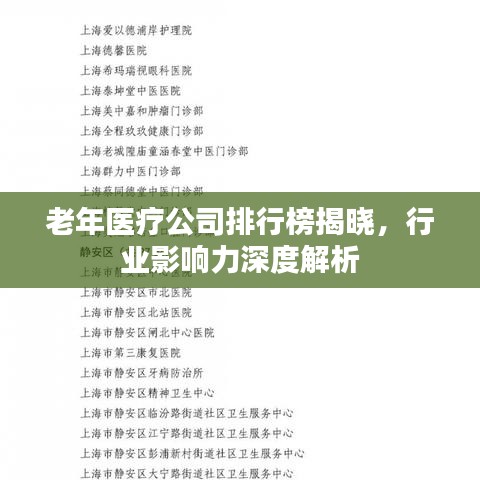 老年医疗公司排行榜揭晓，行业影响力深度解析